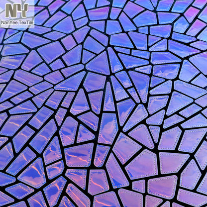 Wholesale Iridescent Extra Large Geometric Sequin Laser Cut Embroidery Fabric on Velvet