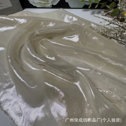 Elegant Retro Style Hanfu Sling Dress New Light Ultra-Thin 100% Polyester Chiffon 75D Weft Fabric with Bronzing Decorative Cloth