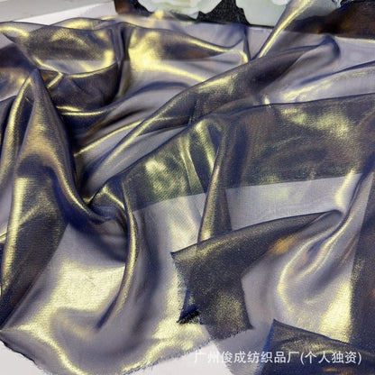 Elegant Retro Style Hanfu Sling Dress New Light Ultra-Thin 100% Polyester Chiffon 75D Weft Fabric with Bronzing Decorative Cloth