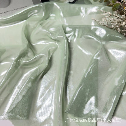 Elegant Retro Style Hanfu Sling Dress New Light Ultra-Thin 100% Polyester Chiffon 75D Weft Fabric with Bronzing Decorative Cloth