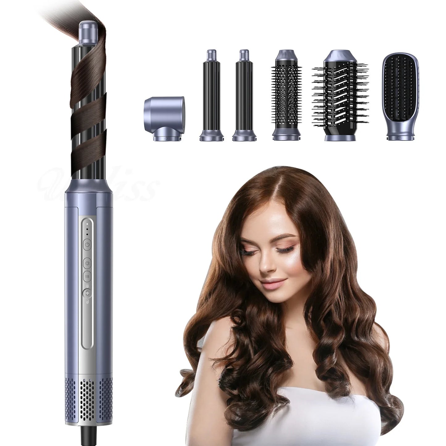 Professional 6-in-1 Electric Straightener Curler Hot Air Brush Custom Logo Multi-Function Hair Brush Blow Dryer