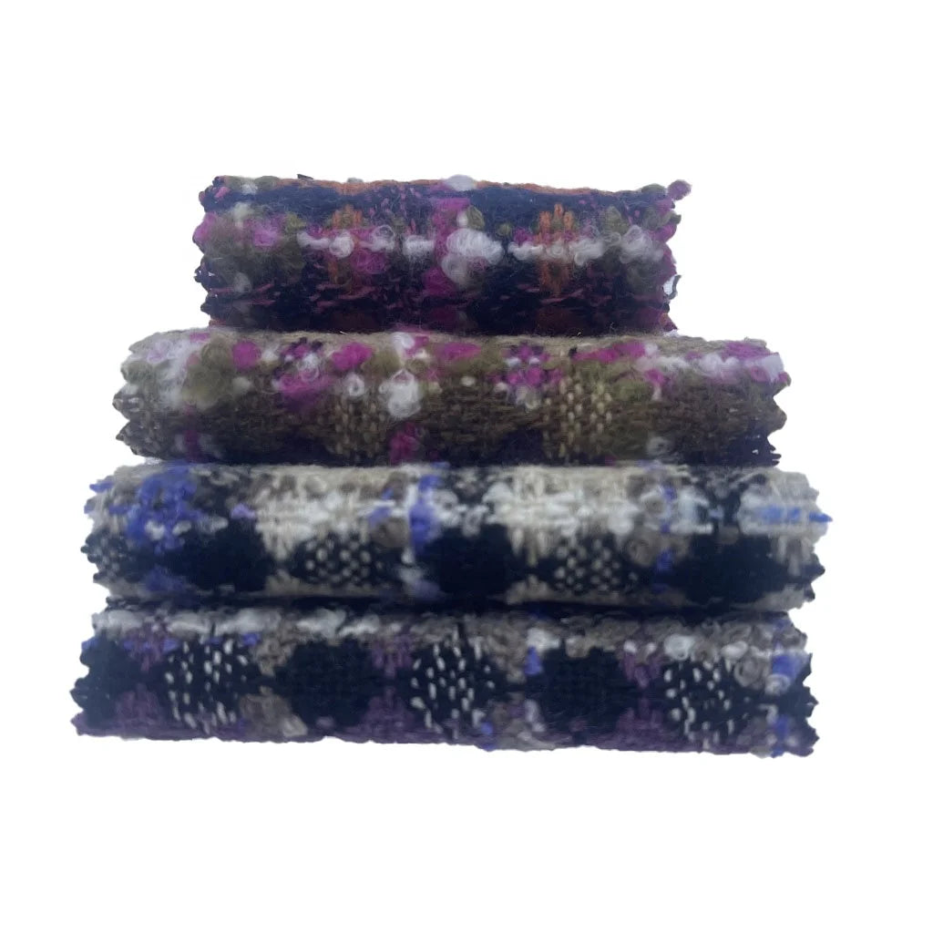Fabric Supplier Woven Plaid Houndstooth Tweed Wool Polyester Fashion Fabrics for Clothing 2071