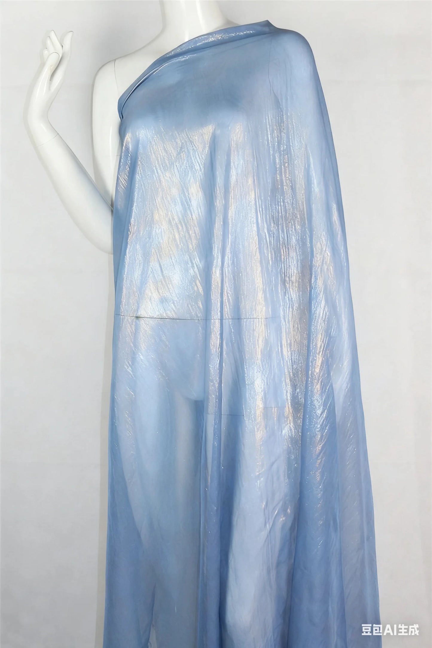 Elegant Retro Style Hanfu Sling Dress New Light Ultra-Thin 100% Polyester Chiffon 75D Weft Fabric with Bronzing Decorative Cloth