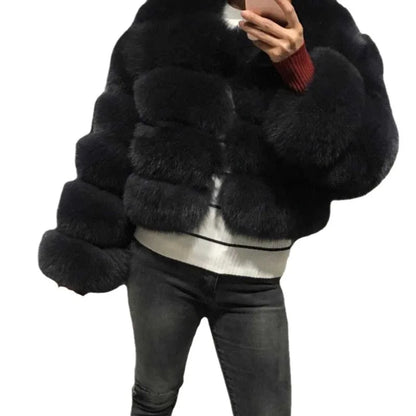 Elegant Short Length Artificial Fur Jacket for Women to Stay Cozy and Stylish During Cold Weather Days