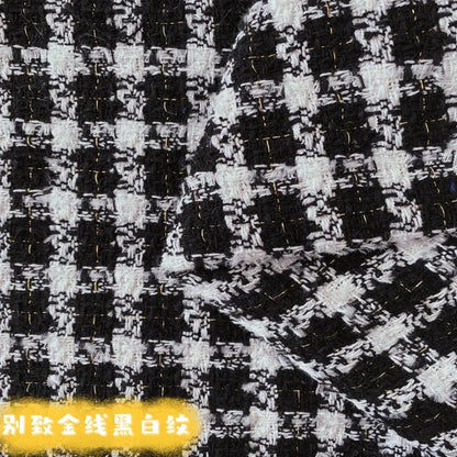 Wholesale 100% Polyester Woolen Fabric Fiber Plaid Check Woven Woolen Yarn Dyed Tweed Fabric for Coat Clothing Dress Vest Skirt