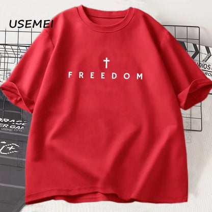 Freedom T-Shirt Charlie Kirk Christian T Shirt Jesus Minimalist Christian Tees Cotton Comfortable Unisex Tee Shirt Streetwear