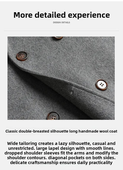 Top Quality Winter Wool Long Coats for Men Double-breasted Padded Cotton Woolen Long Coat Warm Business Mens Windbreaker Jacket