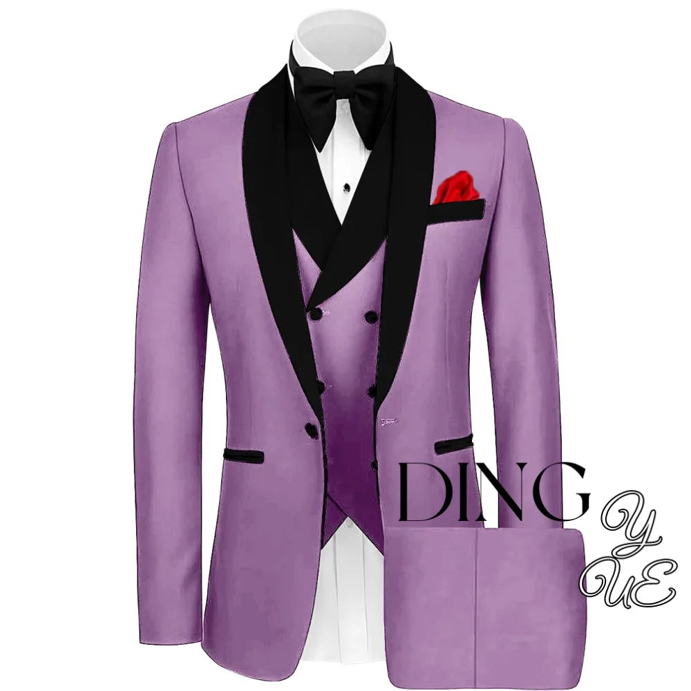 Mens Tuxedo Suit for Men 3 Piece Suit Men Slim Fit Suits One Button Shawl Lapel Wedding Suit Tuxedos Prom Suit costume homme
