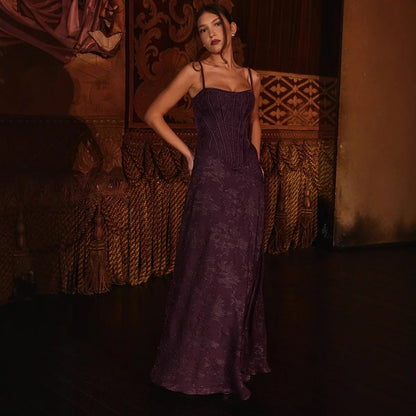 Dresses For Woman Sexy Club Evening Party Dresses Female Floral Lace Long Ball Gown Elegant Style Suspender Backless Vestidos