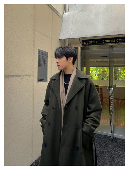 Long Coats for Men Woolen Jackets 2024 Winter Thicken Coat Trench Coats Korean Vintage Loose Heavy Jackets Men Leisure Overcoat
