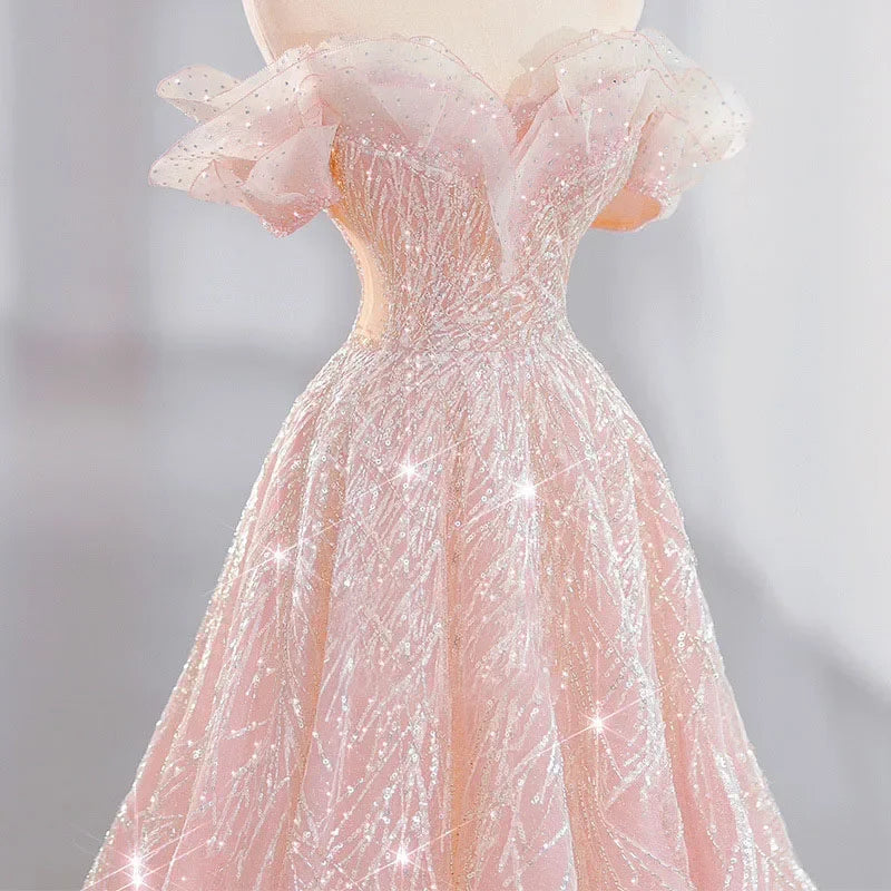 Women Evening Dress Evening Dress Stylish Wedding Dresses Pink Beads Elegant Womens Party Dresses for Formal Occasions Prom