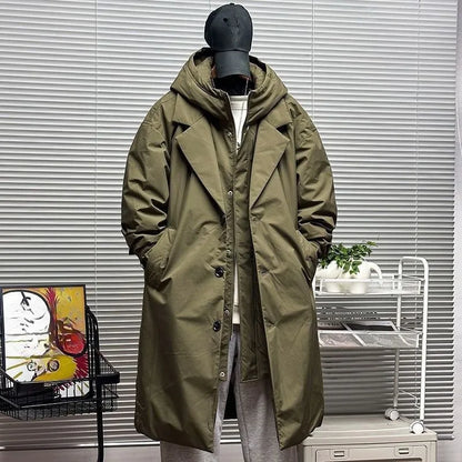 For Men's Autumn and Winter Vacation Two Mid-length Hooded Coats Overcoats Can Help You Overcome The Cool Mature Style Outerwear
