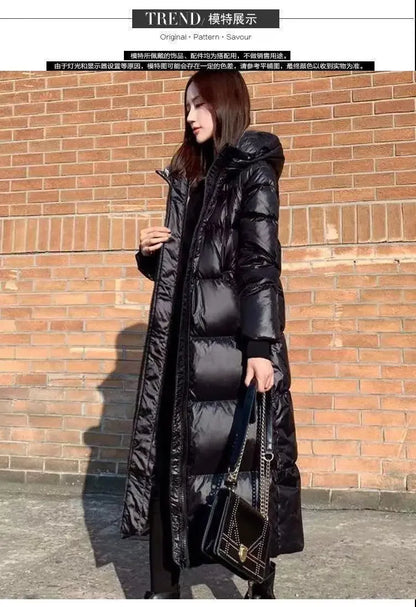 Thick Cotton Coats 2025 Winter Parka Black Jackets Women's Long Parkas Hooded Warm Winter Coats Female Black Overcoats