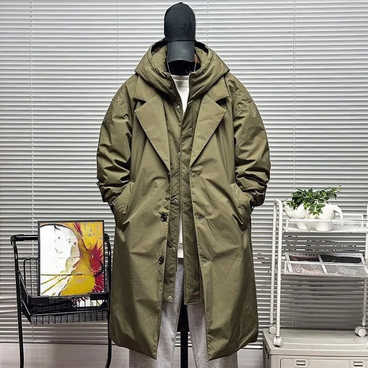 For Men's Autumn and Winter Vacation Two Mid-length Hooded Coats Overcoats Can Help You Overcome The Cool Mature Style Outerwear