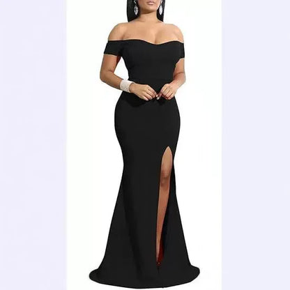 Evening Dresses Elegant Women's Off Shoulder High Split Long Formal Party Dress Evening Gown