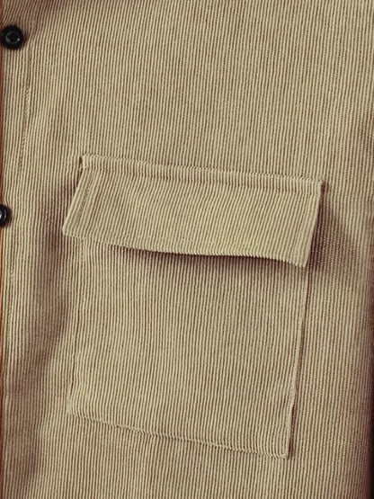 Men's suit Solid color corduroy suit Long sleeve shirt and pants casual suit