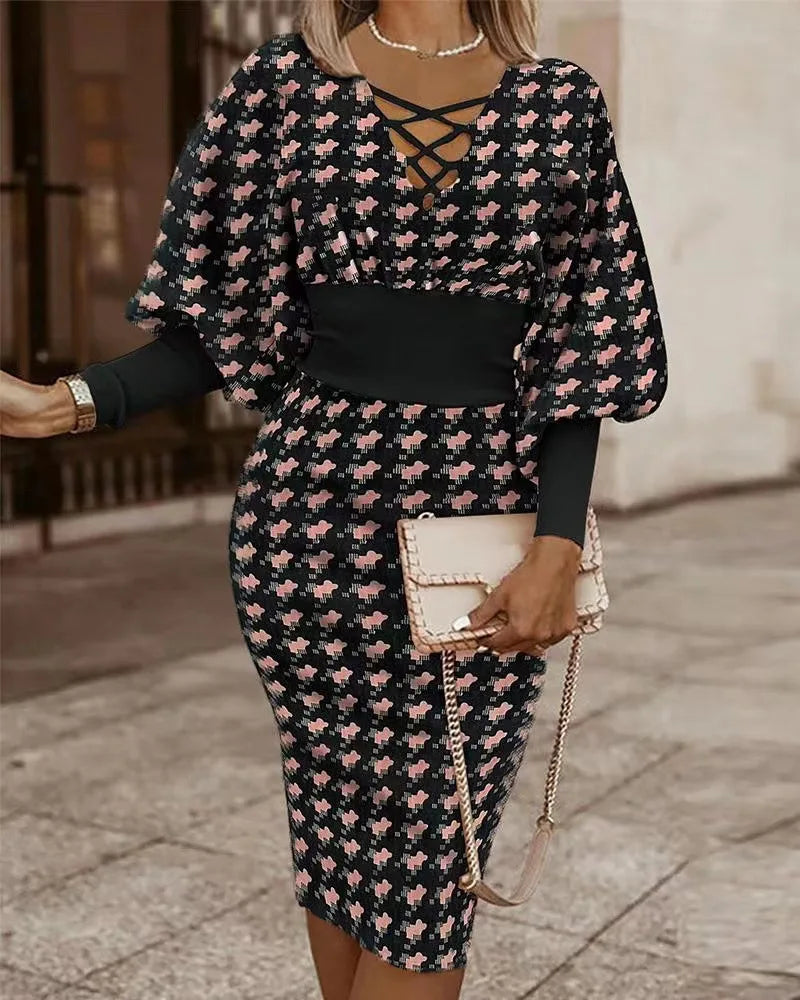The Long-Sleeve Hollow-Waist Dress
