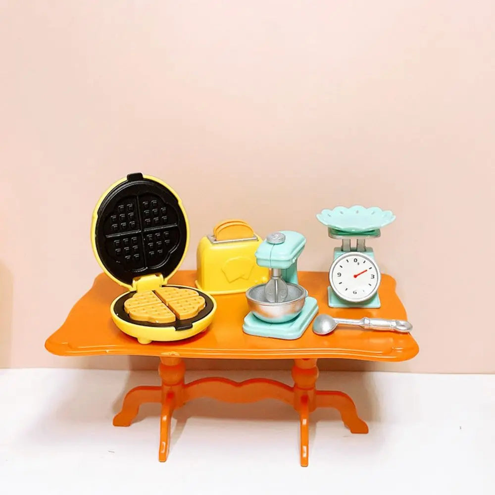 DIY Dollhouse Bear Biscuits 1/12 Miniature Furniture Toaster Oven Mixer Electronic Scale Model Set Kitchen Toys For Girl Gift