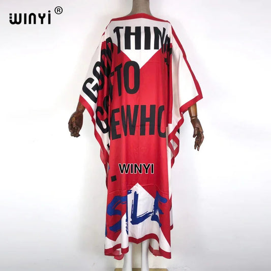 dresses for women Blogger Recommend Popular printed Silk Robe Maxi dresses Loose Summer Beach BohemianWINYI long dress for lady