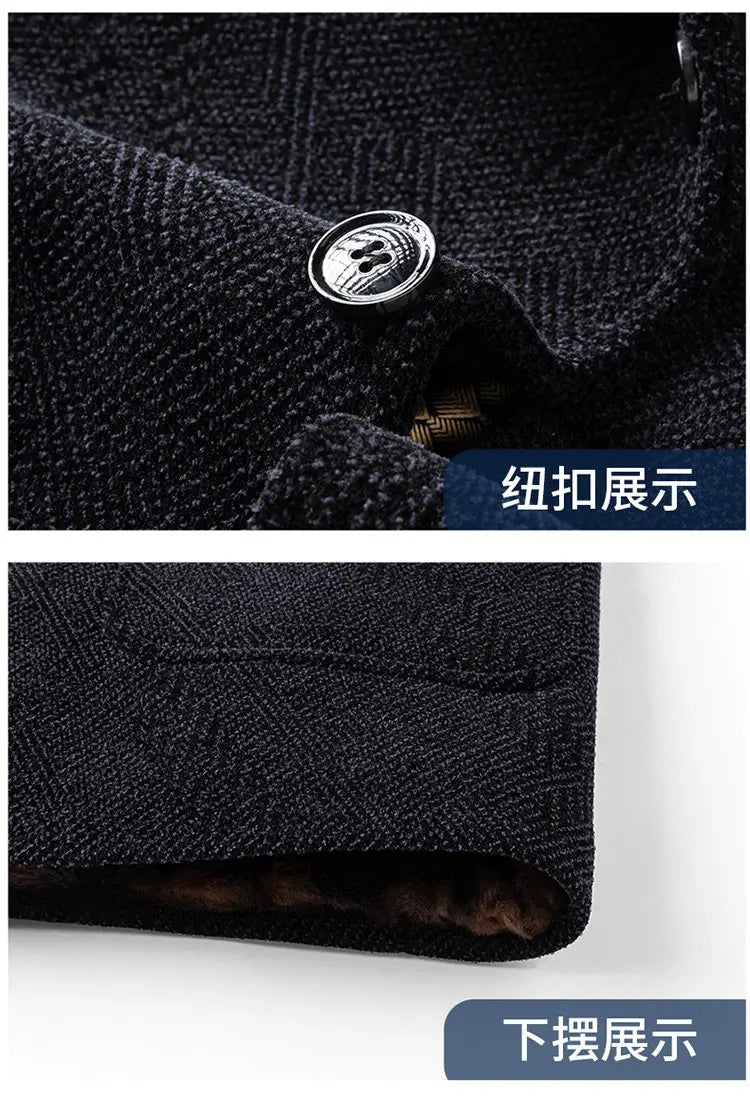 Men Woolen Coats Men's business Casual Trench Coat Winter Coat with wool liner Men 2026 Autumn Winter Wool Coat