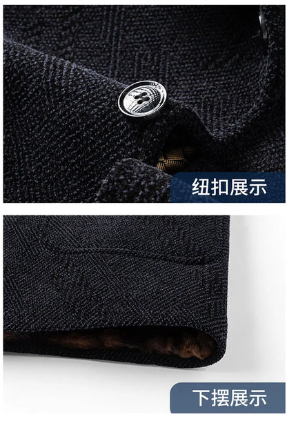 Men Woolen Coats Men's business Casual Trench Coat Winter Coat with wool liner Men 2026 Autumn Winter Wool Coat
