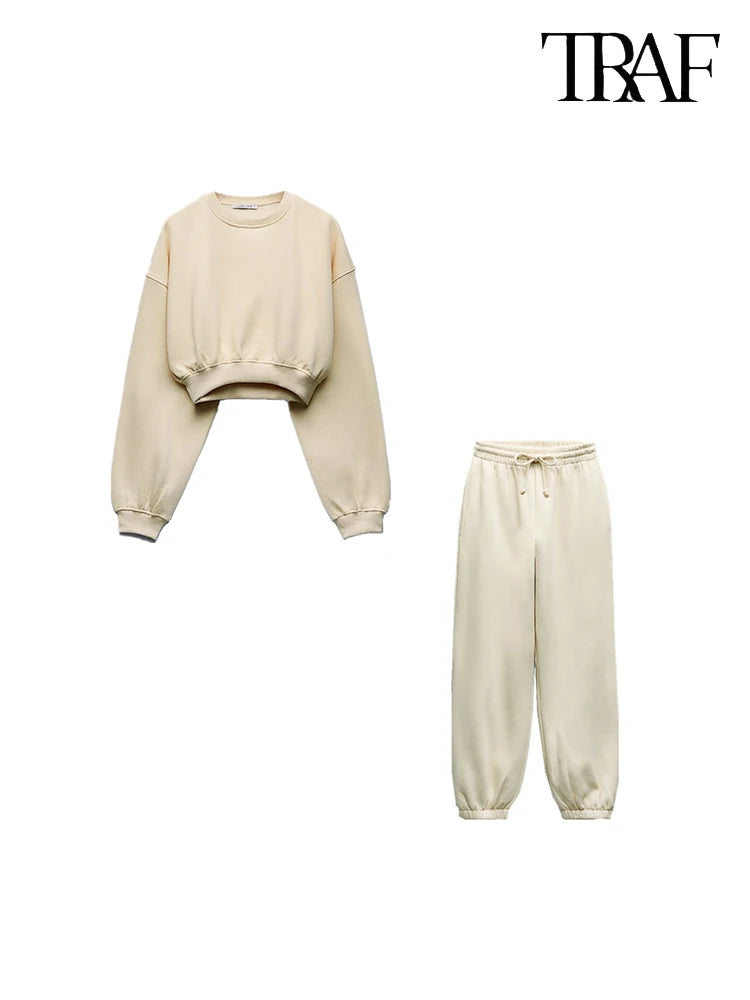 Women's Solid Color Elegant Suit Comfortable Sweatshirt Long Pants Sports Two Piece Urban Ladies Casual Commuter Suit