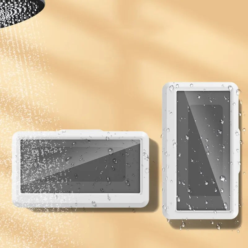 Waterproof Shower Phone Holder Splash-Proof 360° Rotate Can Be Touched Shower Phone Case Mount for Bathroom Batheub Kitchen Wall