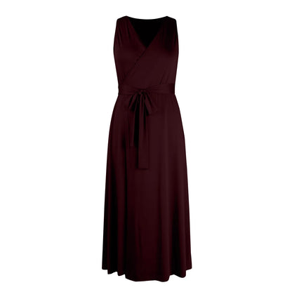 dresses for women elegant party dresses V-neck Sleeveless Belt Evening Dresses  Solid Color Solid Color dress vestidos femenino