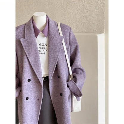 Coats for Woman Autumn Winter New Elegant Long Sleeves Short Woolen Jacke Korean Fashion Casual Loose Keep Warm Versatile Coats