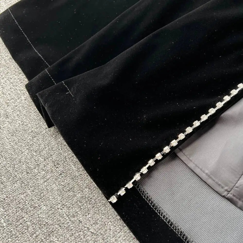 Autumn Winter Thicken Black Velvet Trenches Coats Women Long Windbreakers Overcoats