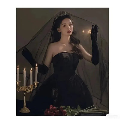 Black Evening Dress, Suitable for Everyday Wear, Birthday Party, Adult Ceremony, Hostess, Strapless Dress, Banquet, Long Dress