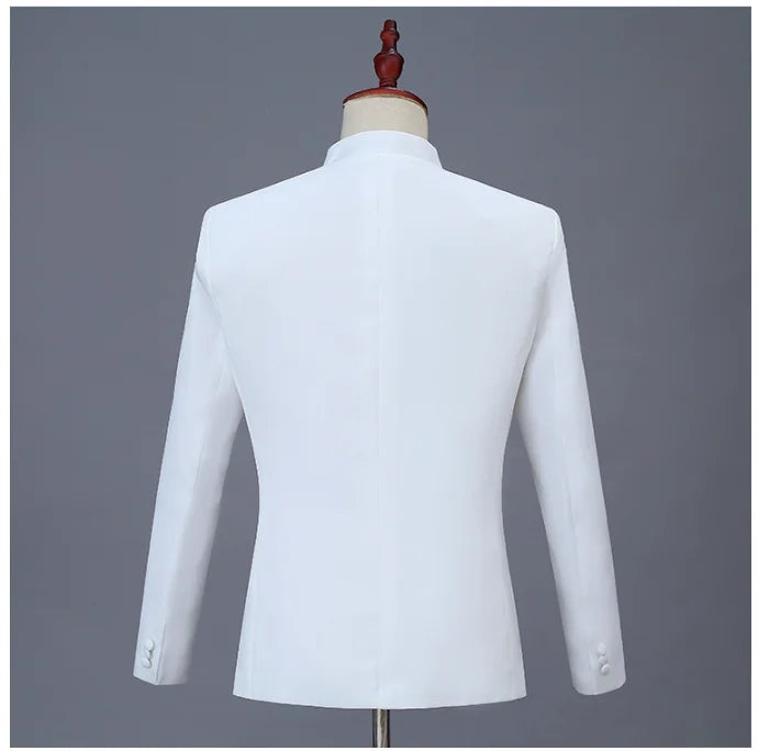 2025 New Men's Chinese Style Applique Suits Slim Fit Flower Set Male Wedding Prom Party Dress Blazers Jacket and Pants