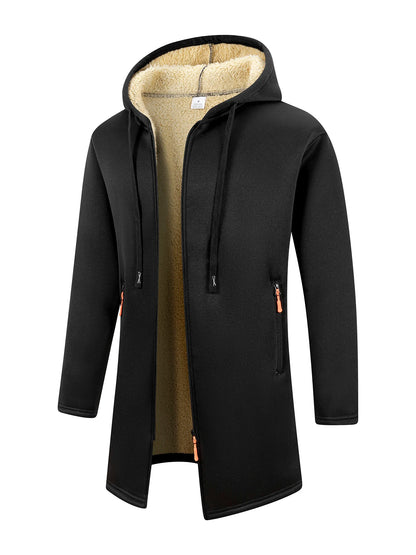 Winter Men's Long Overcoat Jackets Casual Hooded Cardigans Men Outwear Liner Thickened Warm Hoodies Oversize Winter Top Jacket