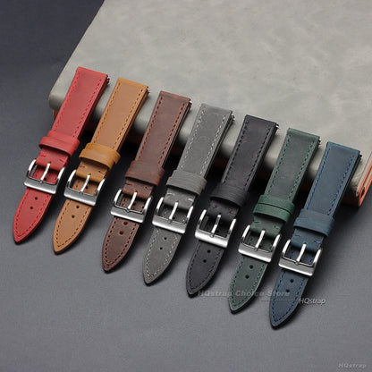 Calfskin Genuine Leather Watchbands Quick Release Watch Band for Seiko 18mm 19mm 20mm 21mm 22mm Vintage Brown Smartwatch Strap