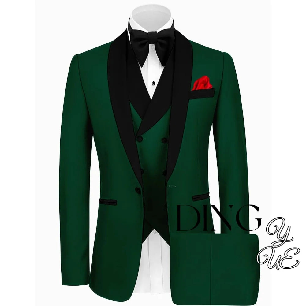 Mens Tuxedo Suit for Men 3 Piece Suit Men Slim Fit Suits One Button Shawl Lapel Wedding Suit Tuxedos Prom Suit costume homme