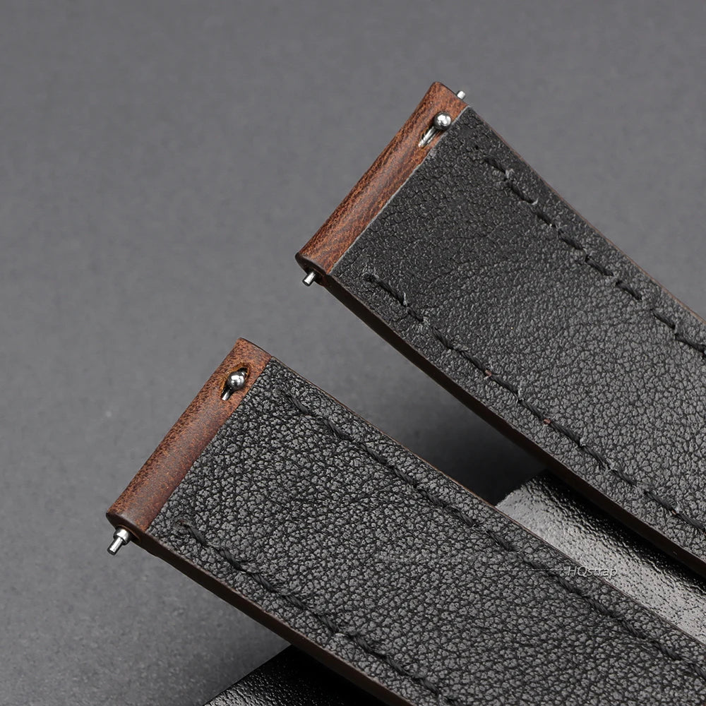 Calfskin Genuine Leather Watchbands Quick Release Watch Band for Seiko 18mm 19mm 20mm 21mm 22mm Vintage Brown Smartwatch Strap