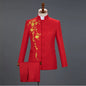 2025 New Men's Chinese Style Applique Suits Slim Fit Flower Set Male Wedding Prom Party Dress Blazers Jacket and Pants
