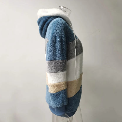 Oversized Jacket for Women Coat 2025 Autumn Winter Warm Plush Pocket Hooded Streetwear Loose Lady Zipper Cashmere Outerwear Coat