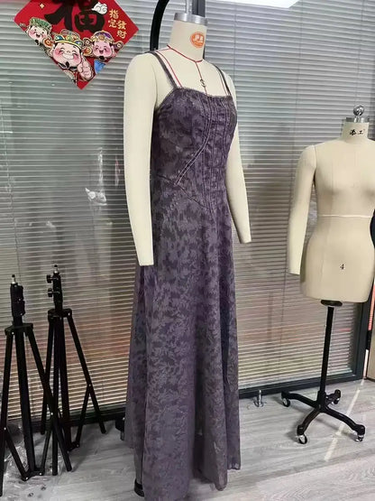 Dresses For Woman Sexy Club Evening Party Dresses Female Floral Lace Long Ball Gown Elegant Style Suspender Backless Vestidos