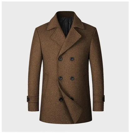 New Men Double Breasted Woolen Coats Winter Thicker Warm Cashmere Trench Coats Long Jackets Quality Male Winter Overcoats XXL
