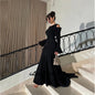 Dubai Charming Occasion Dress Jersey Mermaid/Trumpet Formal Evening Dress Black O-Neck Ruffles Flare Sleeve Ruched Prom Dresses
