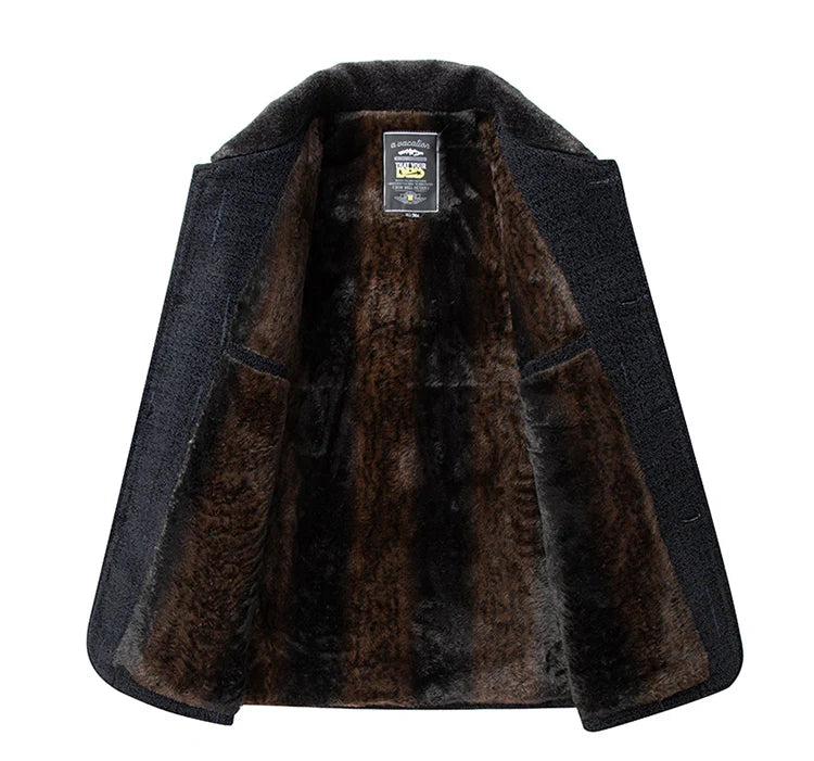 2024 Men Woolen Coats Men's business Casual Trench Coat Winter Coat with wool inner Man Autumn and Winter Wool Coat for Men