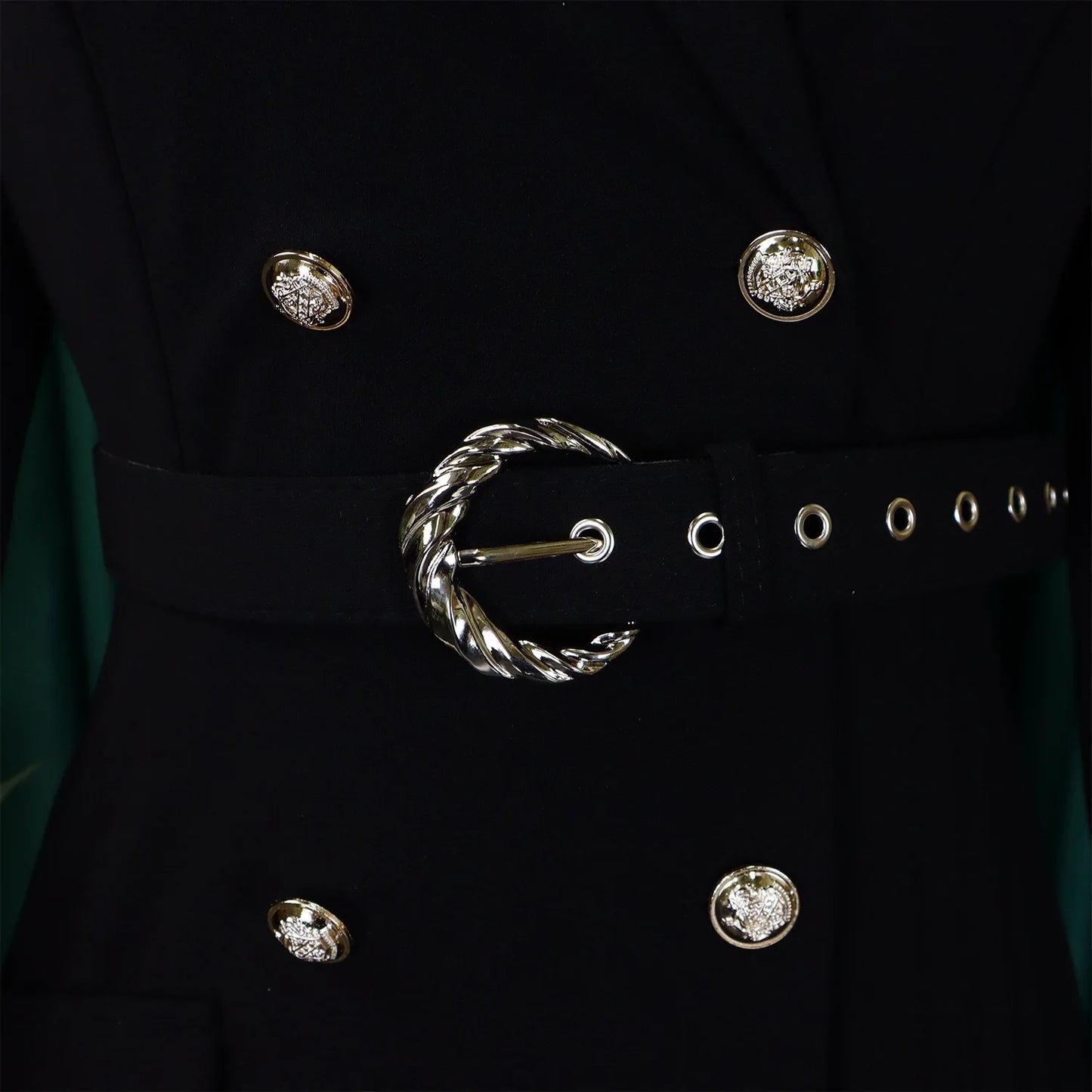 Women’s Elegant Notched Collar Dress, Long Sleeve Pleated Mid-Calf Dress with Waist Sash