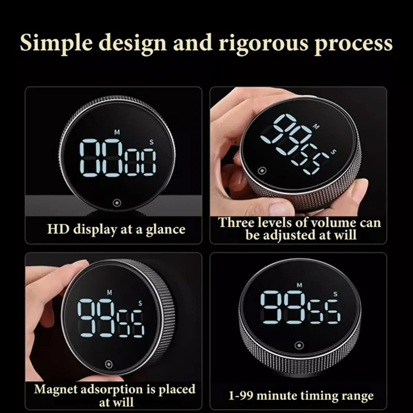 Magnetic Kitchen Timer Digital Timer Kitchen Shower Study Stopwatch LED Counter Alarm Remind Manual Electronic Countdown