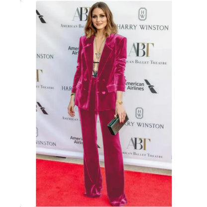 2024  Women's Suit Velvet 2-Piece Set (Jacket + Pants) Fashionable  Suit Women's Suit Elegant Slim Business