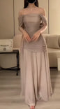 Arabia Dubai Modern Women's Long Velvet Dresses For Occasions Simply Draped Chiffon Ruffle Prom Gown فستان ماركة