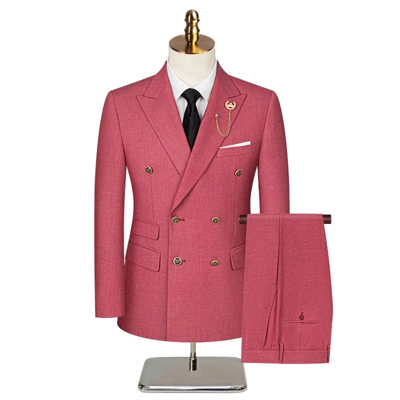 Men's Suit (Blazer+Vest+Trousers) Fashionable Gentleman Business Double-breasted British-style Banquet Host Casual Wedding Suit
