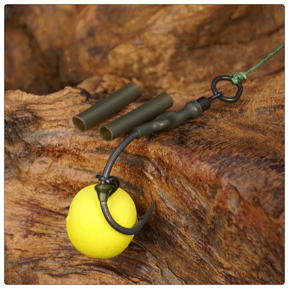 Hirisi 100pcs Carp Fishing Heat Shrink Tube Kit Anti-Tangle Hook Sleeves Ronnie Hair Rig Accessories Durable Fishing Tackle