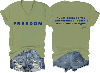 Freedom Shirt Freedom Double-Sided Letter Print Short Sleeve T-Shirt for Men Women, Unisex Tee Tops