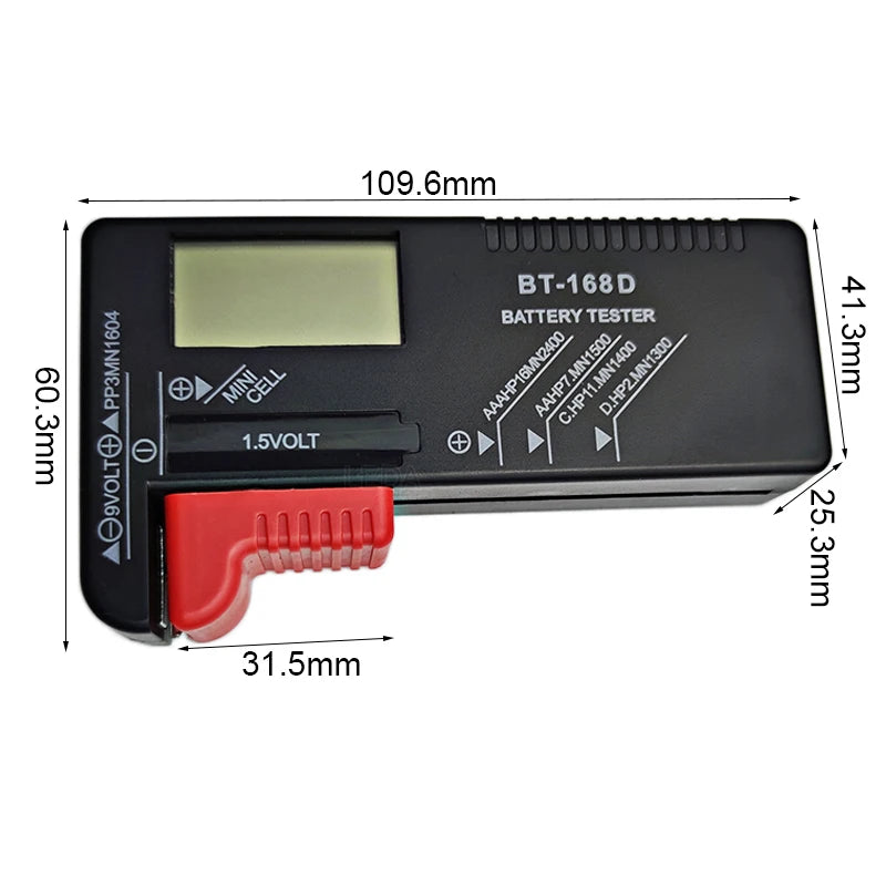 1Pcs LCD Display BT-168 BT-168D Digital Battery Tester AA/AAA/C/D/9V/1.5V Button Cell Battery Capacity Check Detector